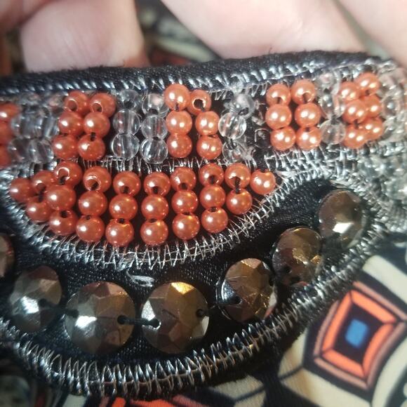 Harper Dress Size Large Shift Beaded Boho 3/4 Sleeve Geometric Batik Pattern - Picture 13 of 13